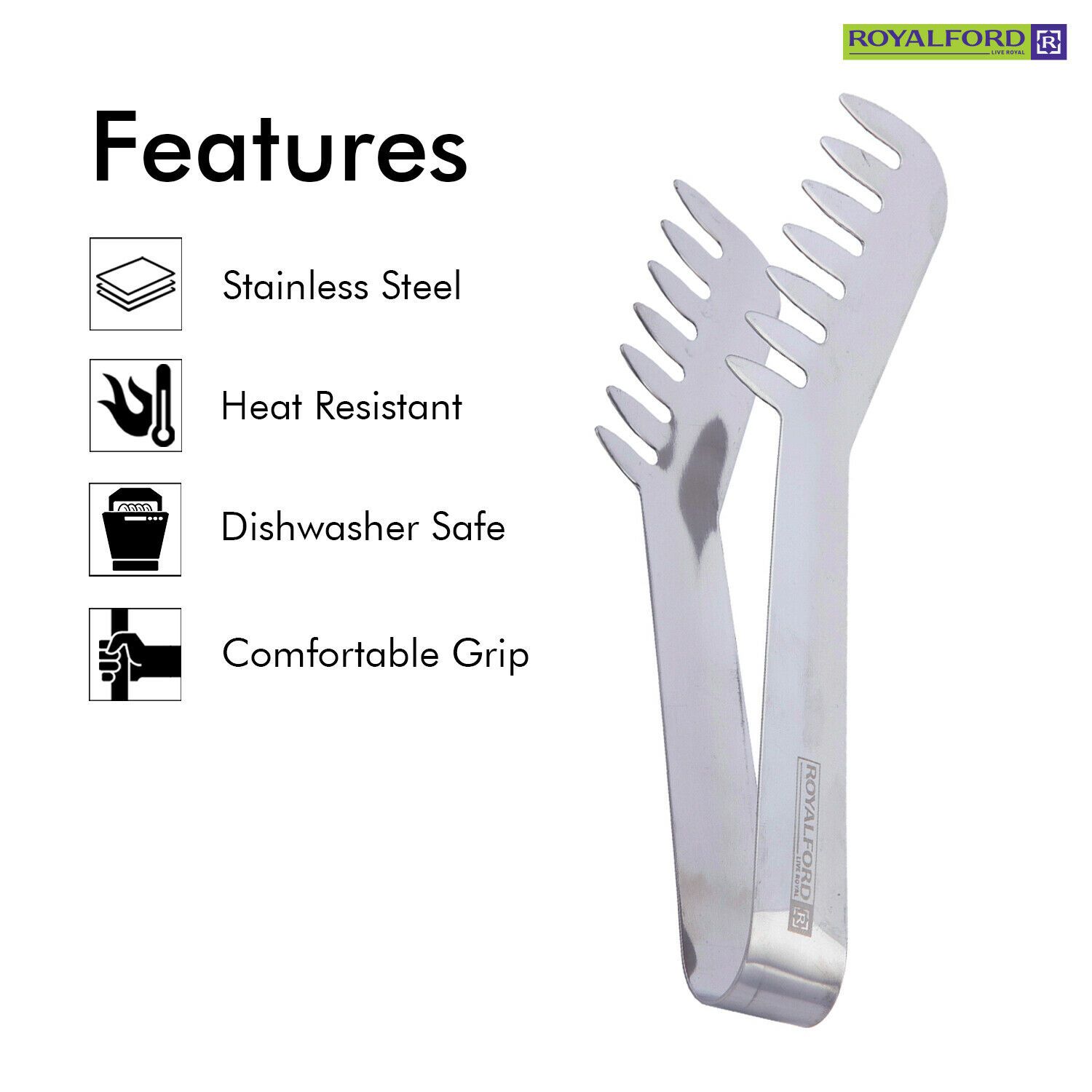 Stainless Steel Serving Tongs By Royalford Royalford