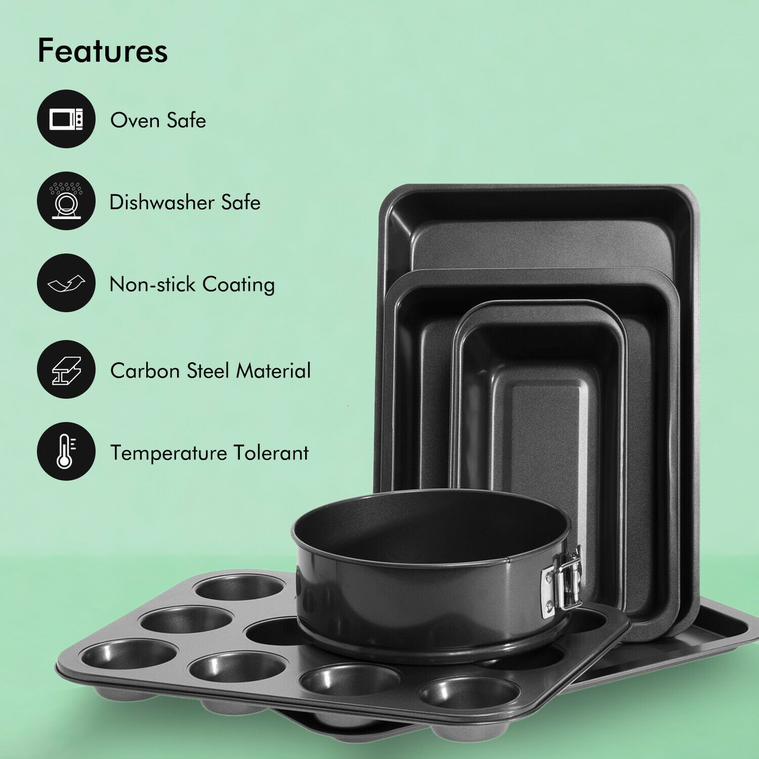 10 Piece Carbon Steel Bakeware Set Royalford