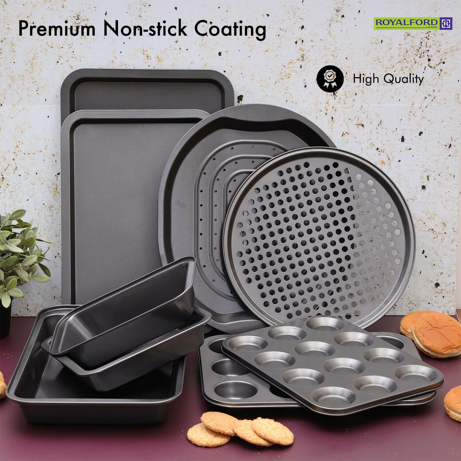 10 Piece Carbon Steel Bakeware Set Royalford