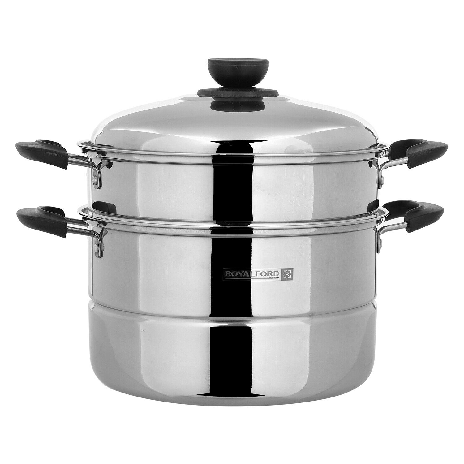 26cm Large 3 Tier Stainless Steel Steam Cooker by Royalford Stock Pots Royalford