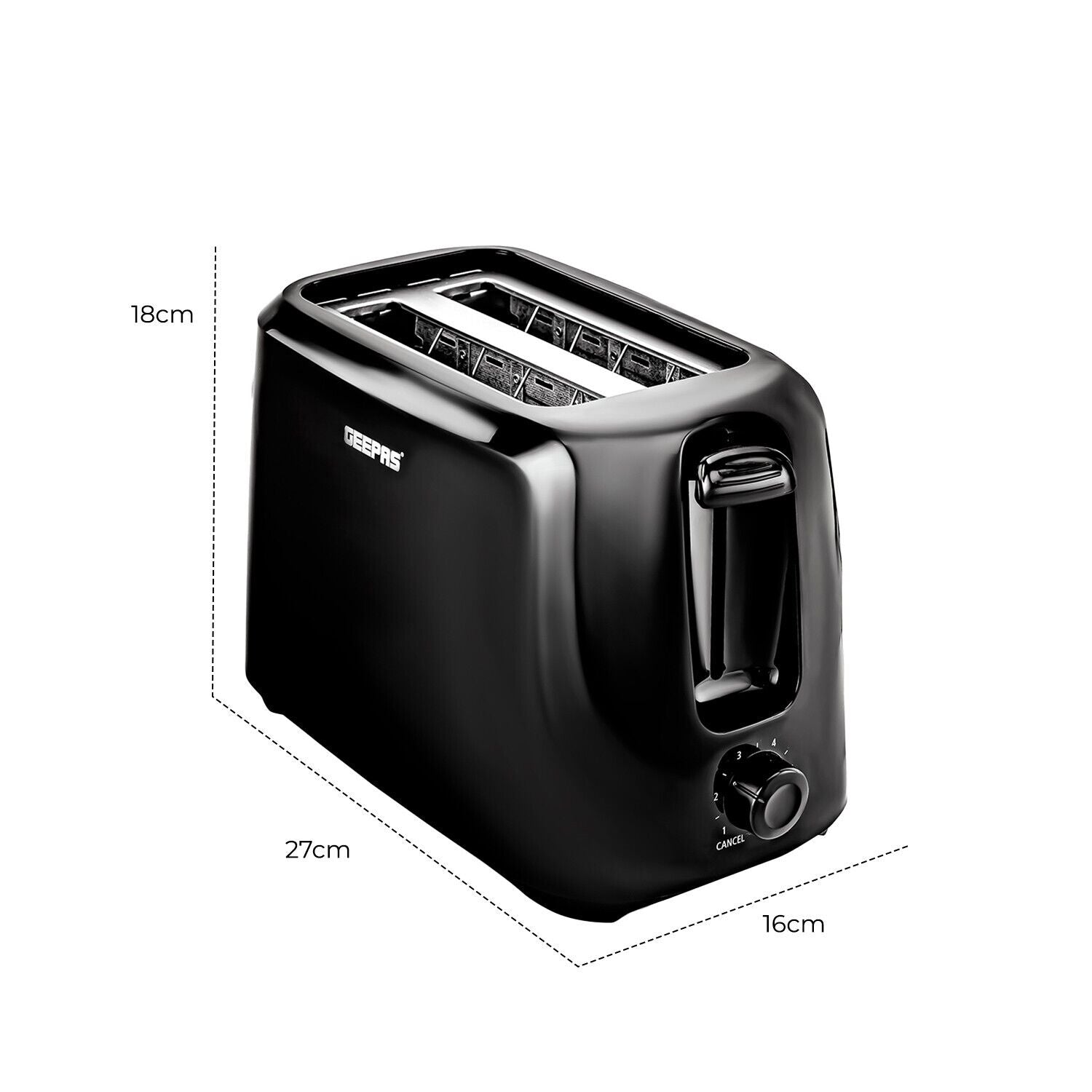 Black 2-Slice Toaster With Adjustable Browning Control