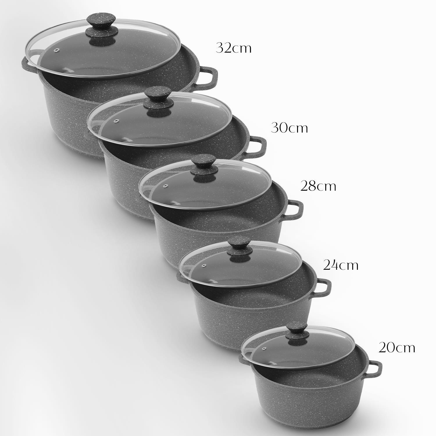 5-Piece Grey Die-Cast Casserole Cookware Set