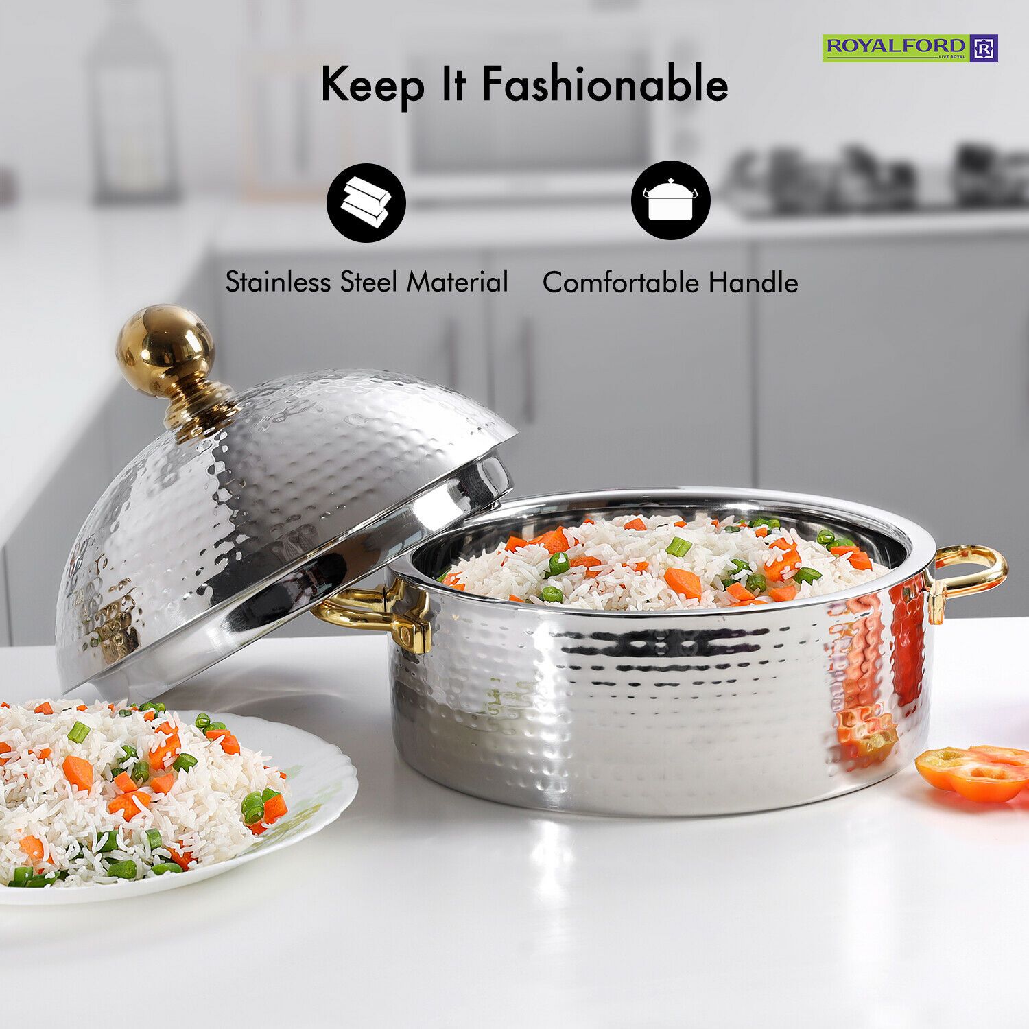 Premium Stainless Steel Food Serving Dish (3L) Royalford