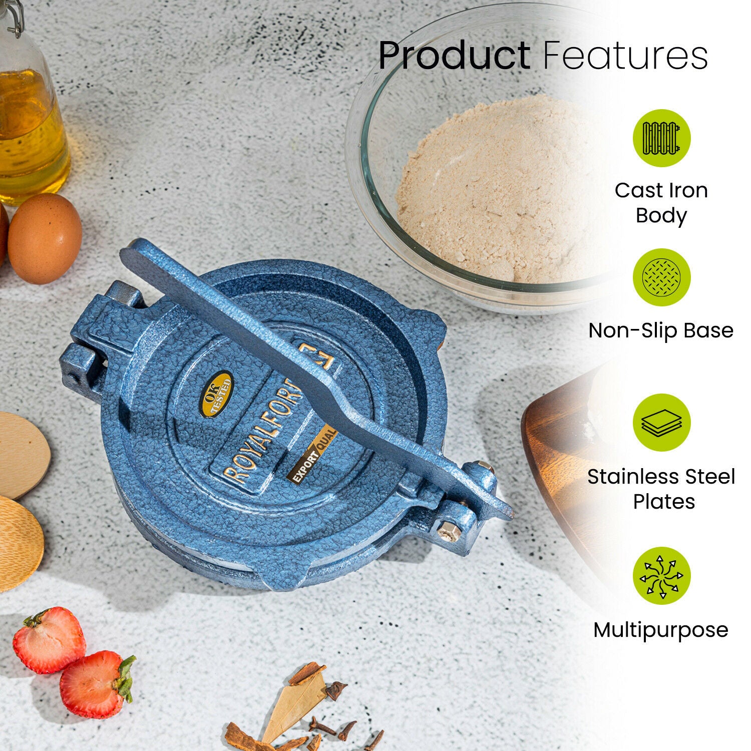 Cast Iron Vintage Chapati Maker & Tortilla Press Royalford