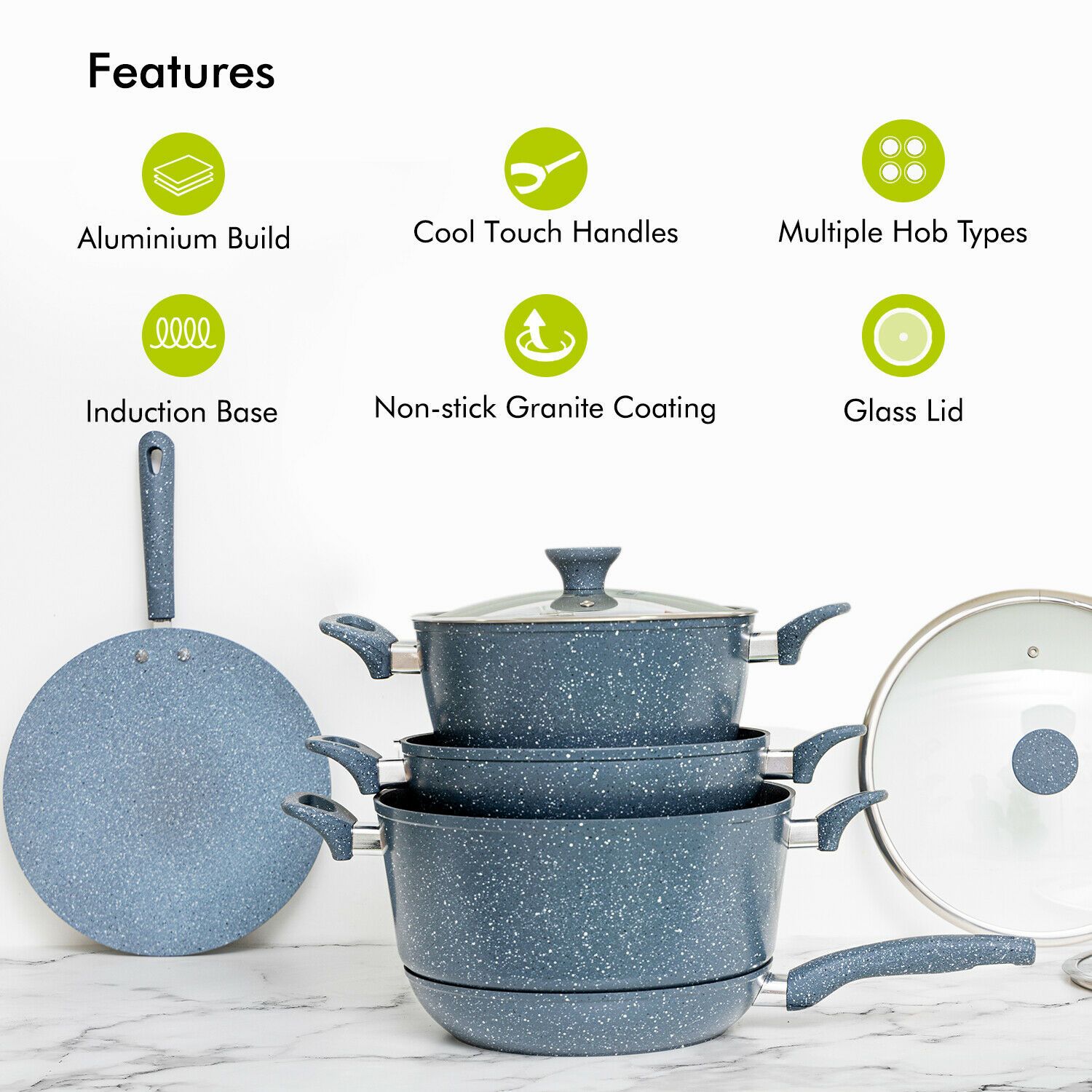Seven Piece Non-Stick Granite Cookware Set by Royalford Royalford