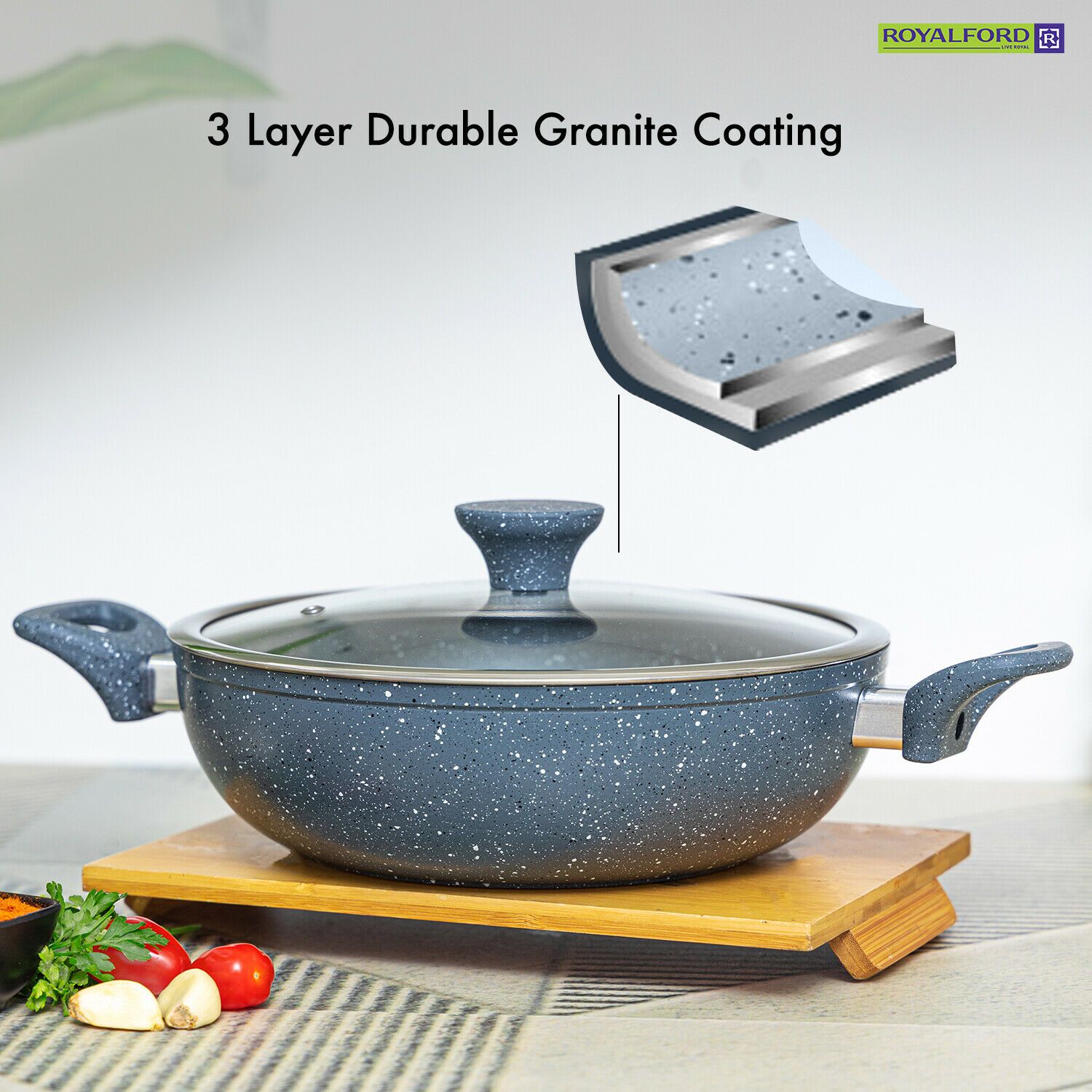 Seven Piece Non-Stick Granite Cookware Set by Royalford Royalford
