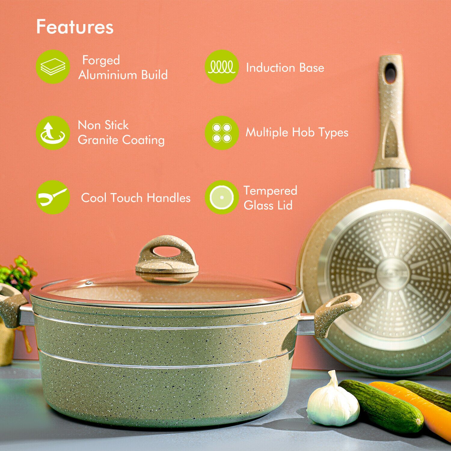 Five Piece Forged Aluminium Cookware Set Cookware Sets Royalford