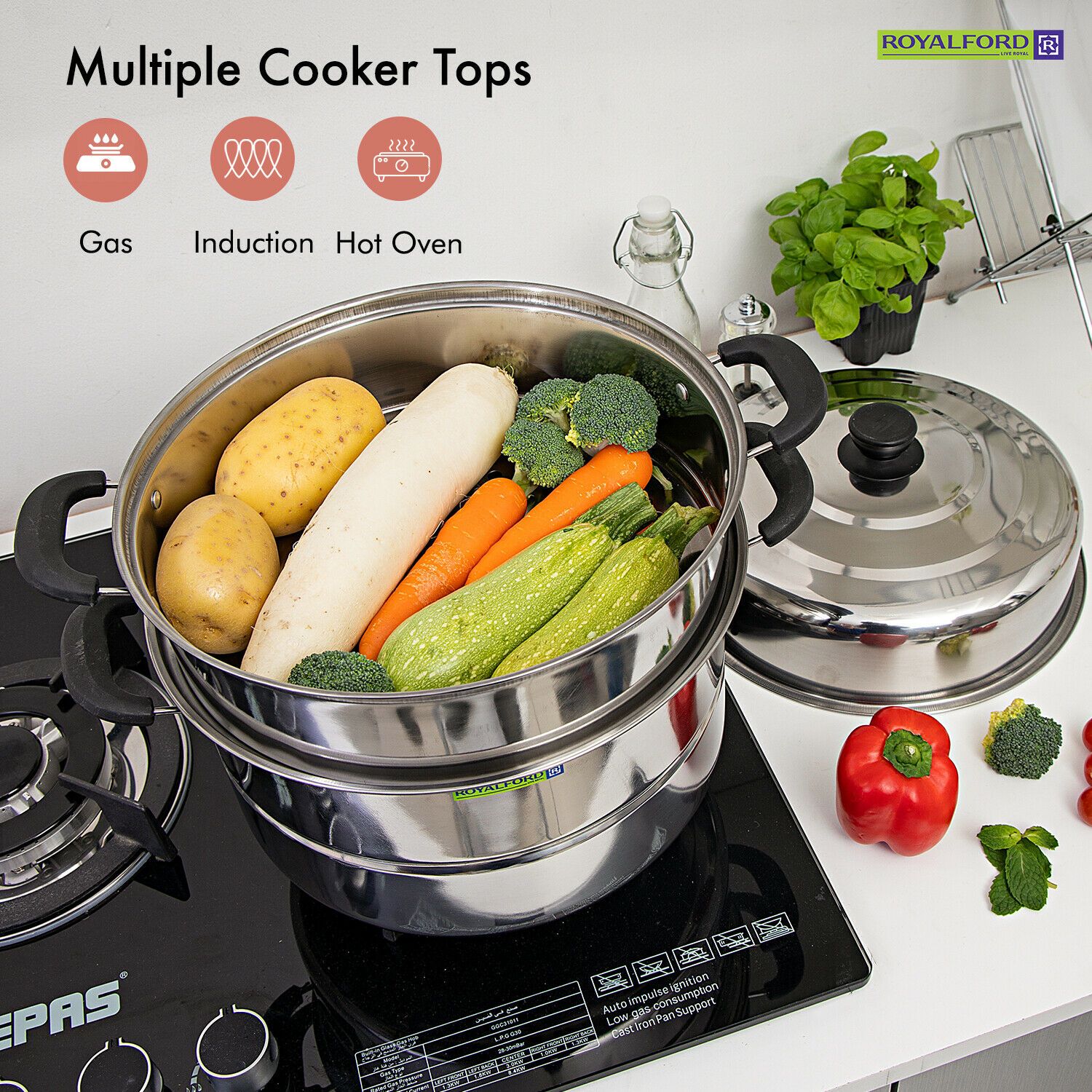 3 Tier Stainless Steel Steamer Pot By Royalford Royalford