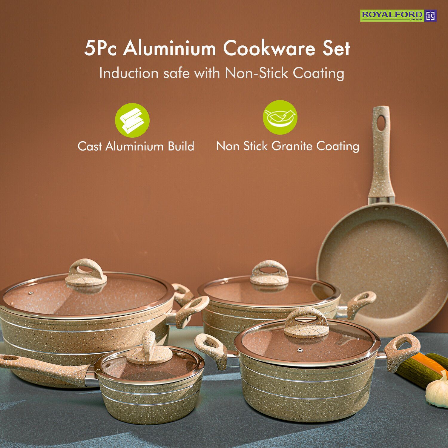 Five Piece Forged Aluminium Cookware Set Cookware Sets Royalford