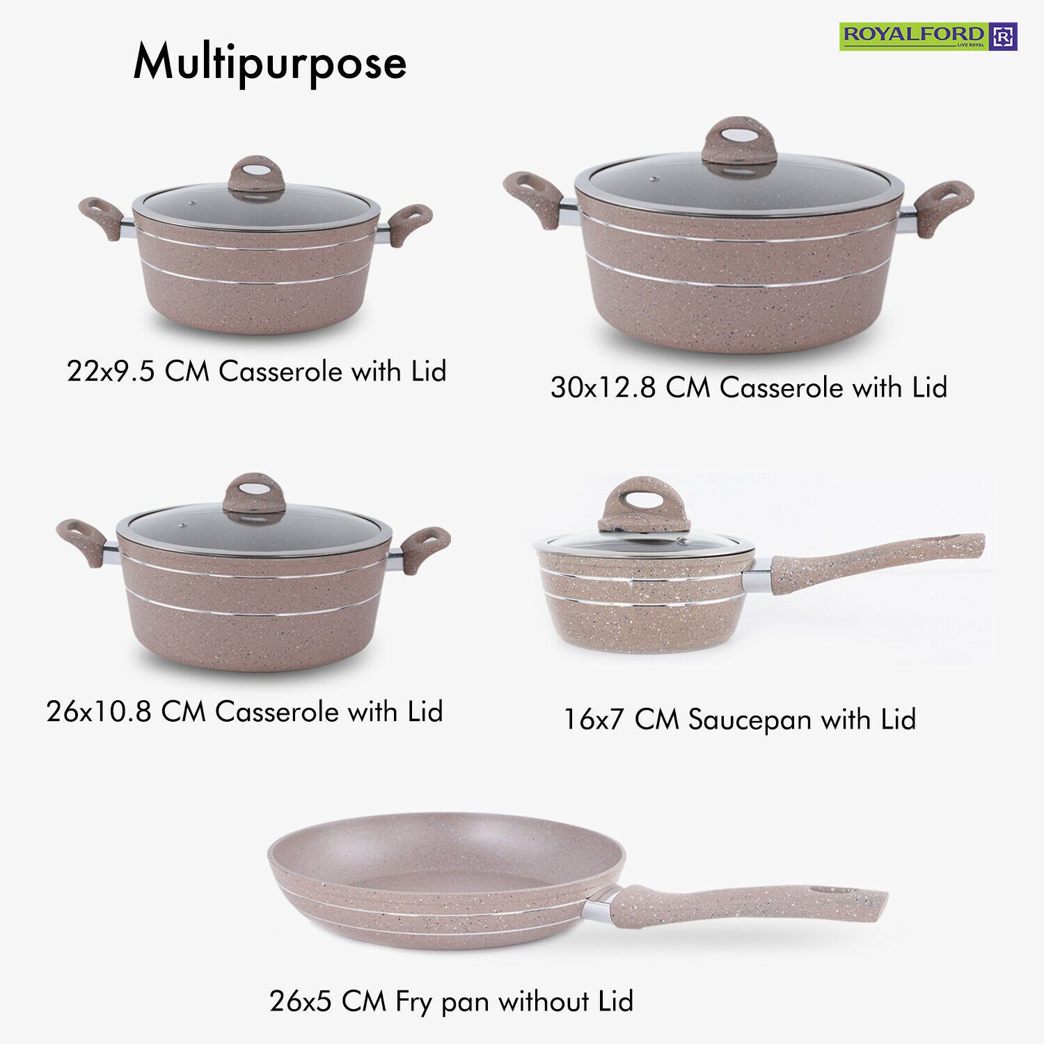 Five Piece Forged Aluminium Cookware Set Cookware Sets Royalford