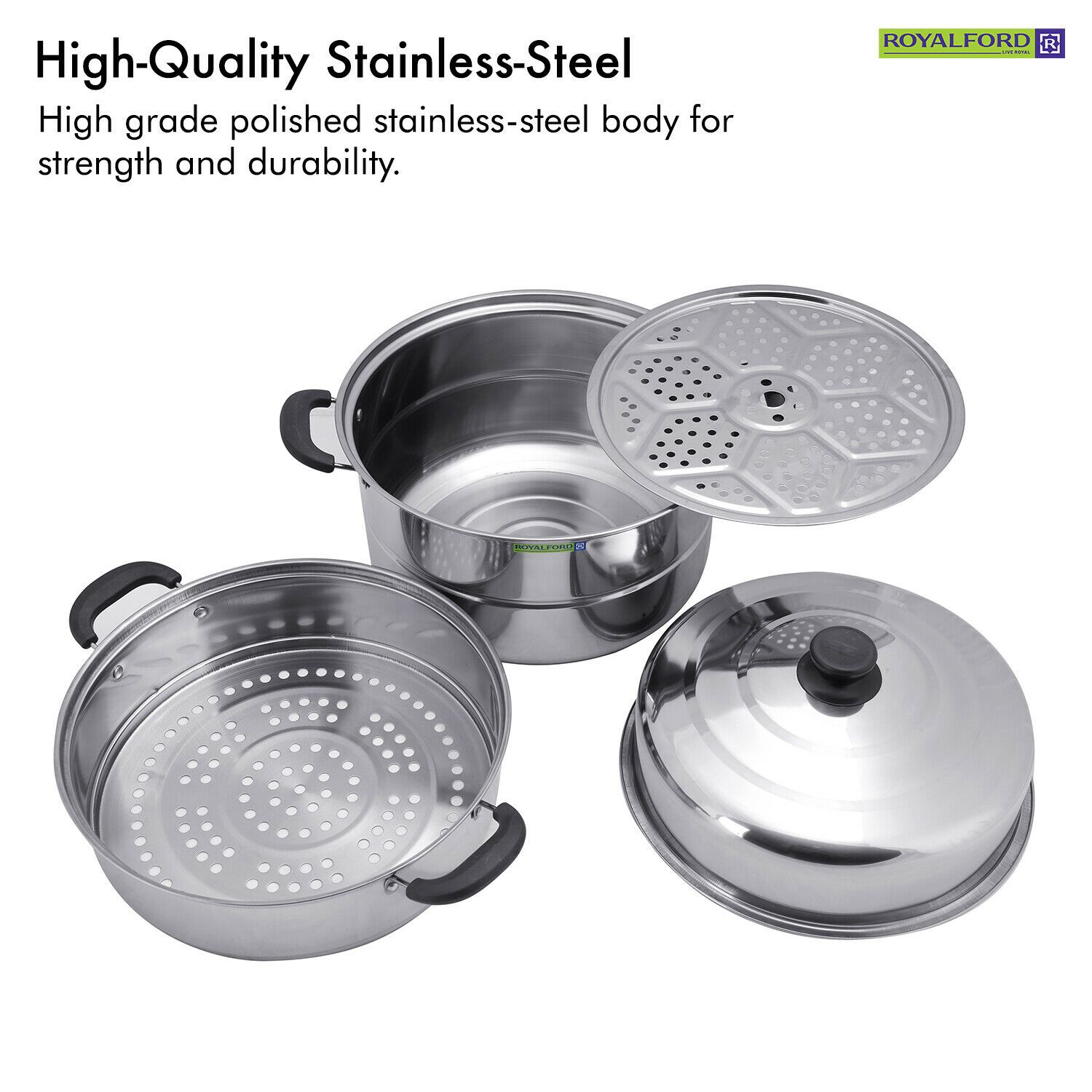 3 Tier Stainless Steel Steamer Pot By Royalford Royalford
