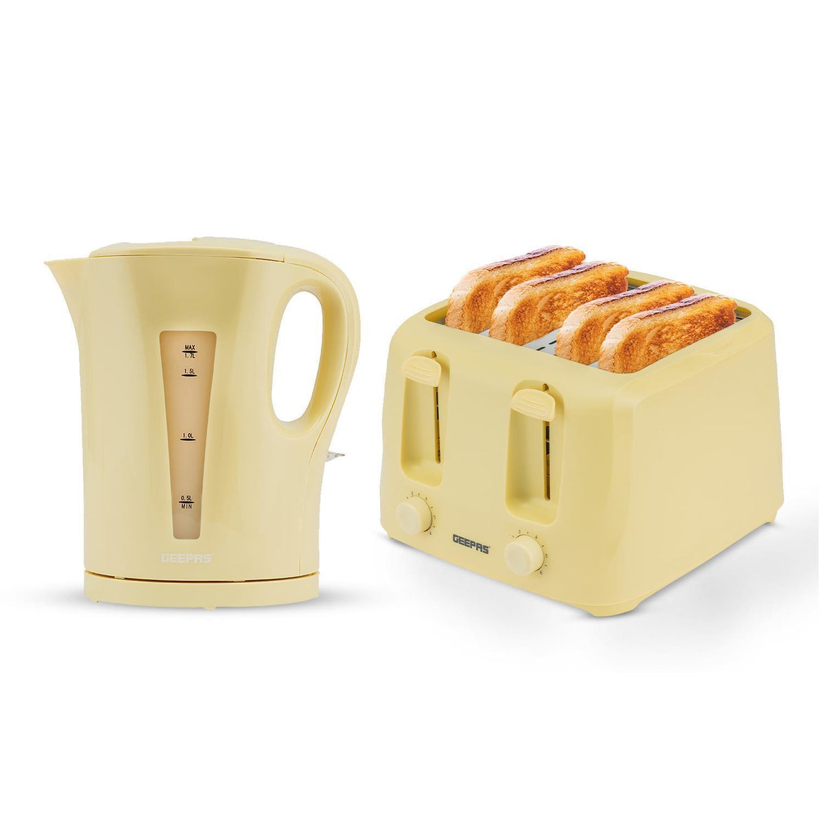 Plastic Beige 1.7L & 4-Slice Kettle and Toaster Set