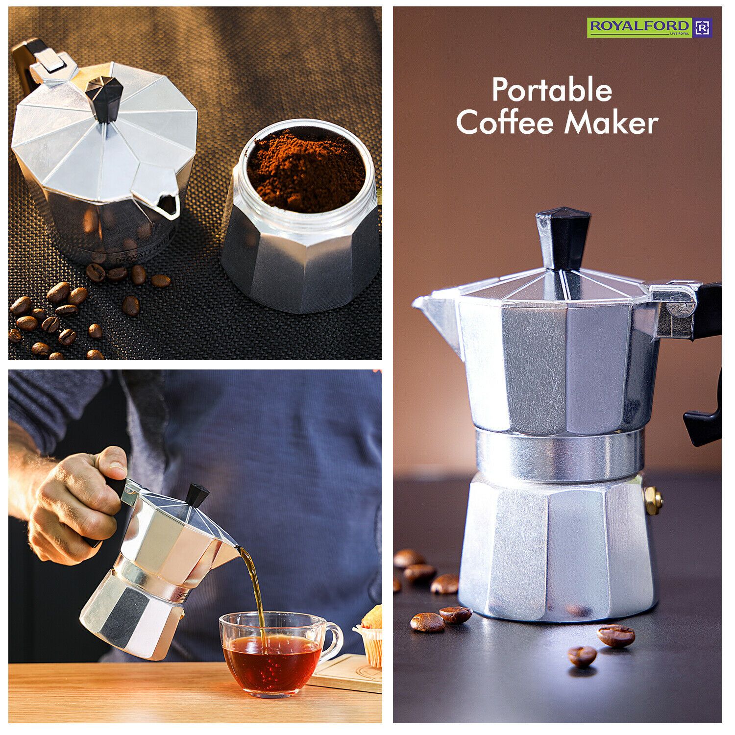 Coffee Maker Percolator Moka Pot by Royalford Royalford