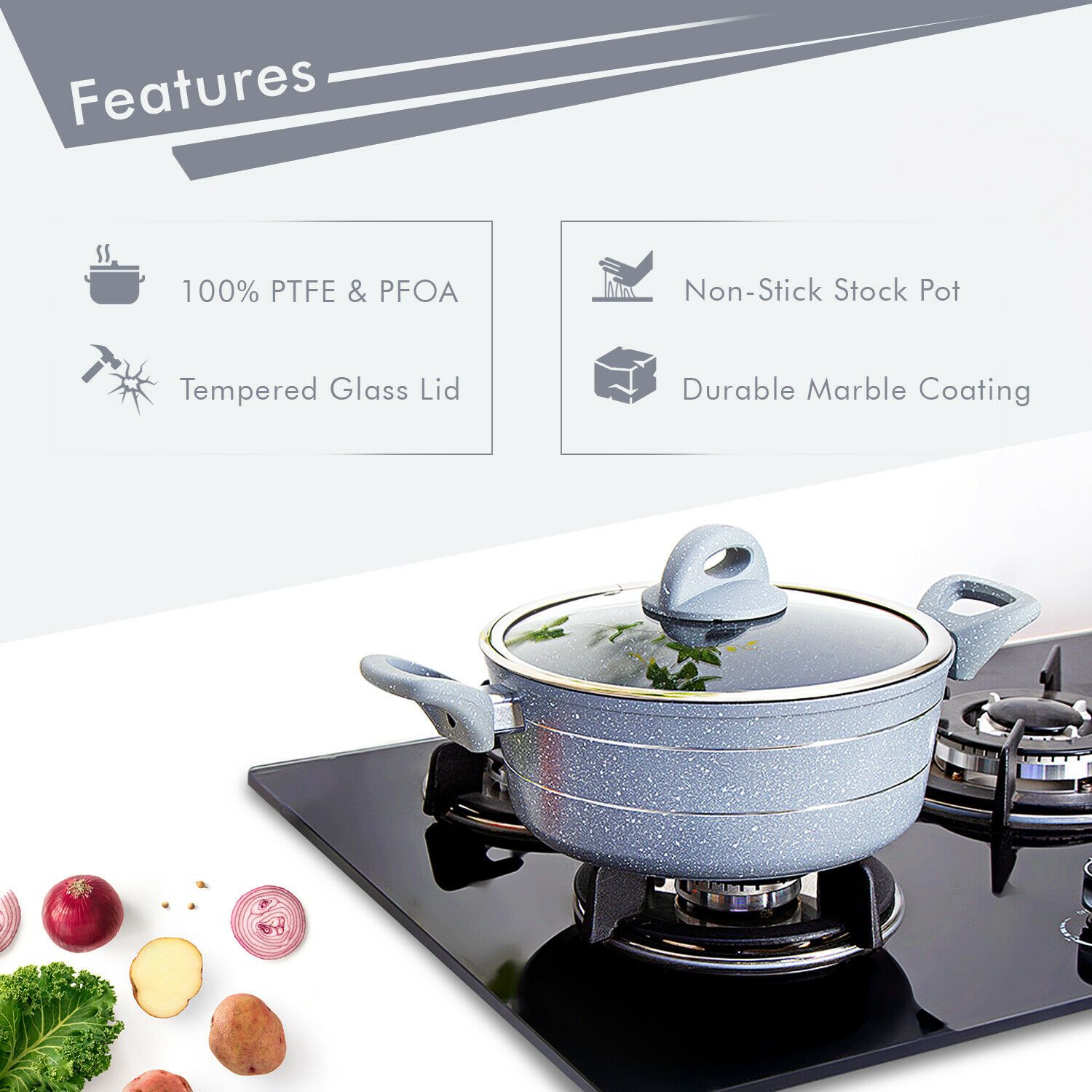 Granite & Marble Non-Stick Cooking Pot by Royalford Royalford