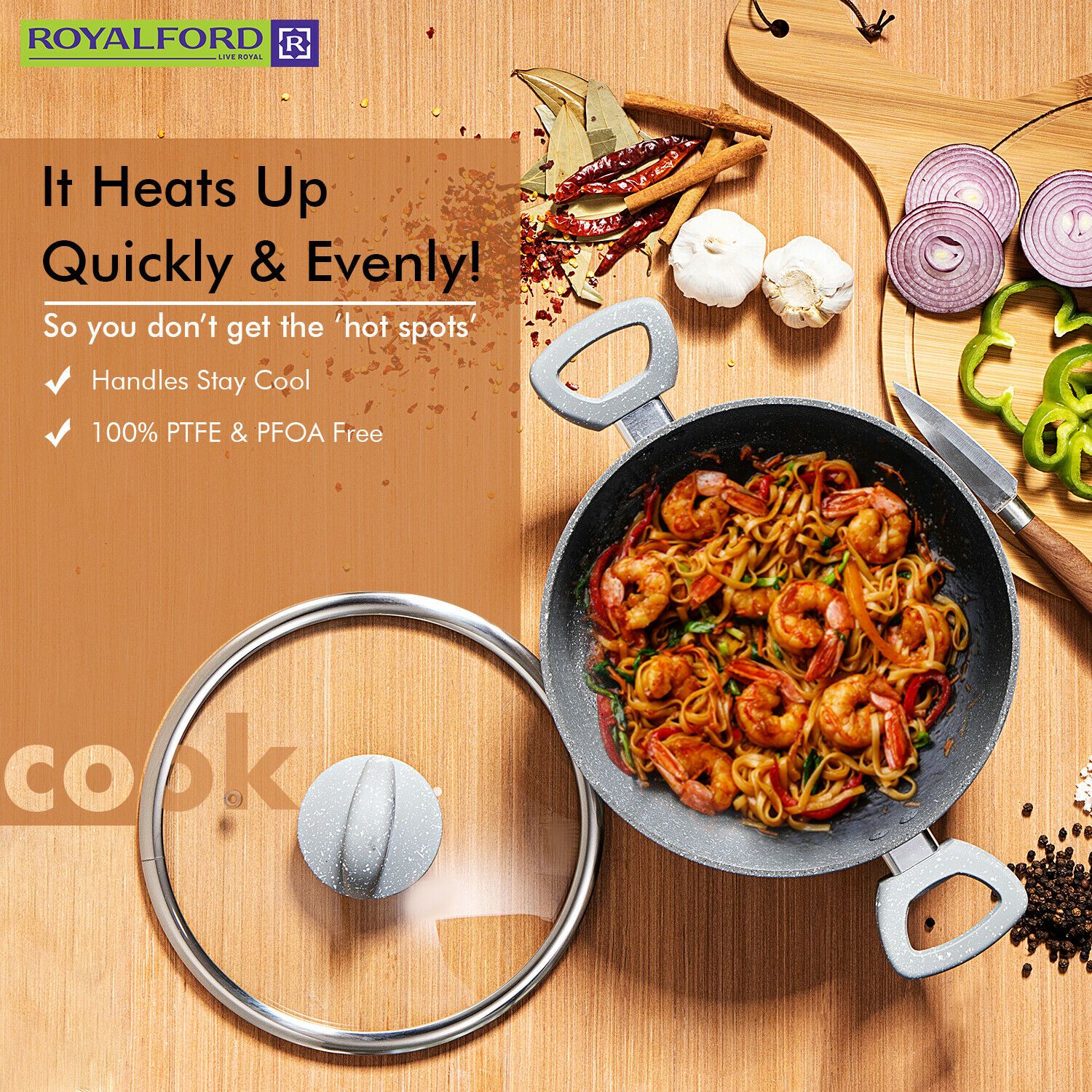 Granite & Marble Non-Stick Cooking Pot by Royalford Royalford