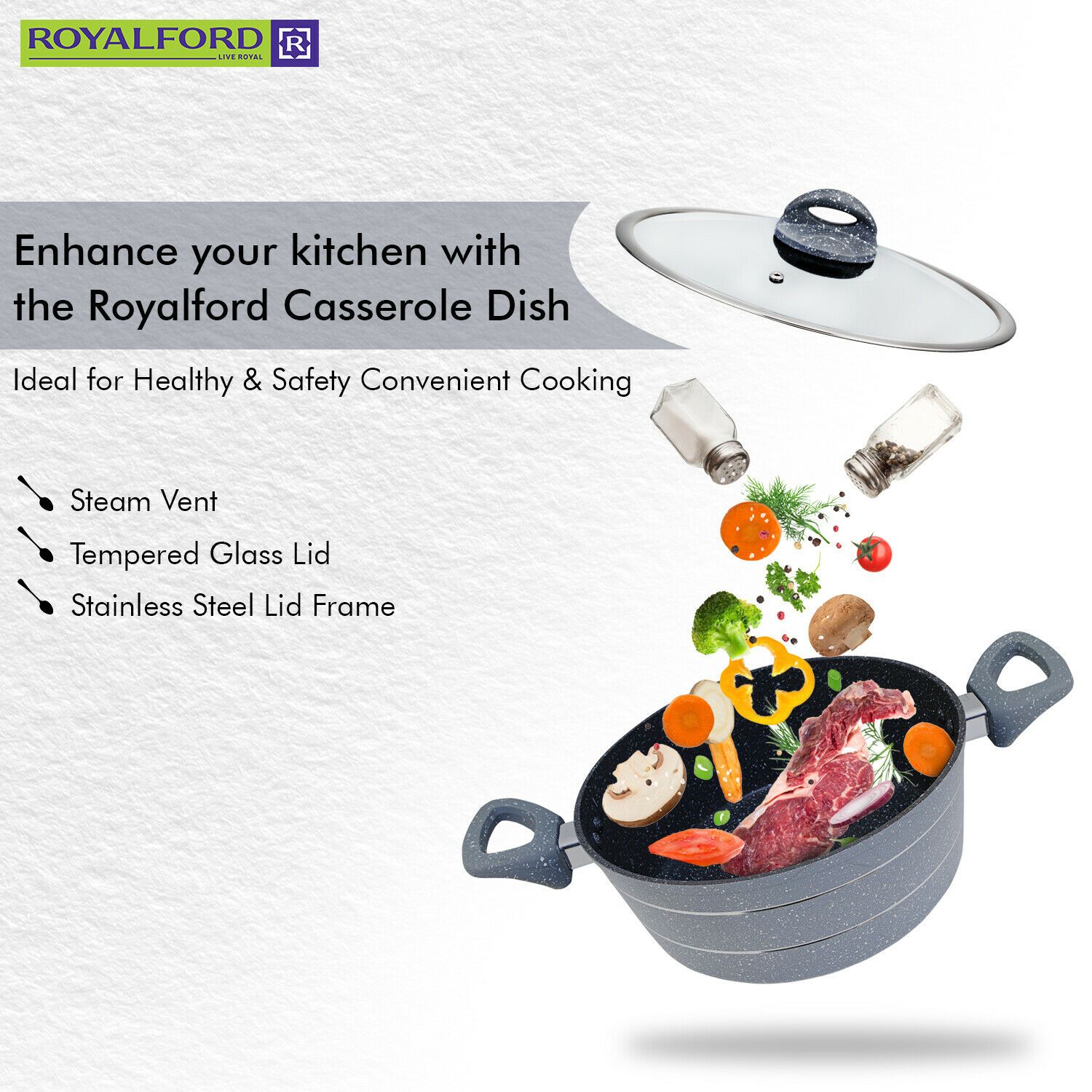 Granite & Marble Non-Stick Cooking Pot by Royalford Royalford