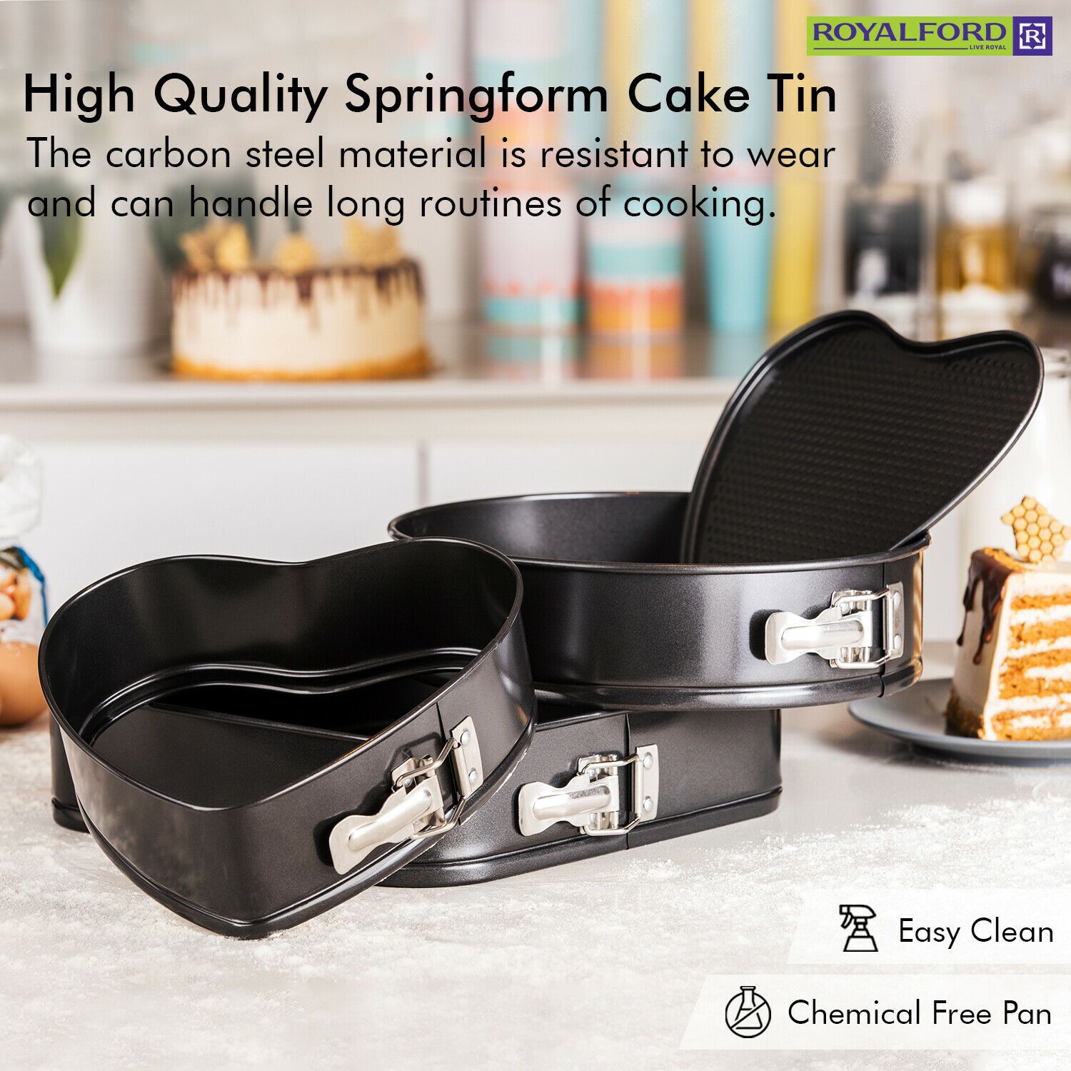 Premium Non-Stick Spring Form Cake Tins Set | Royalford Royalford