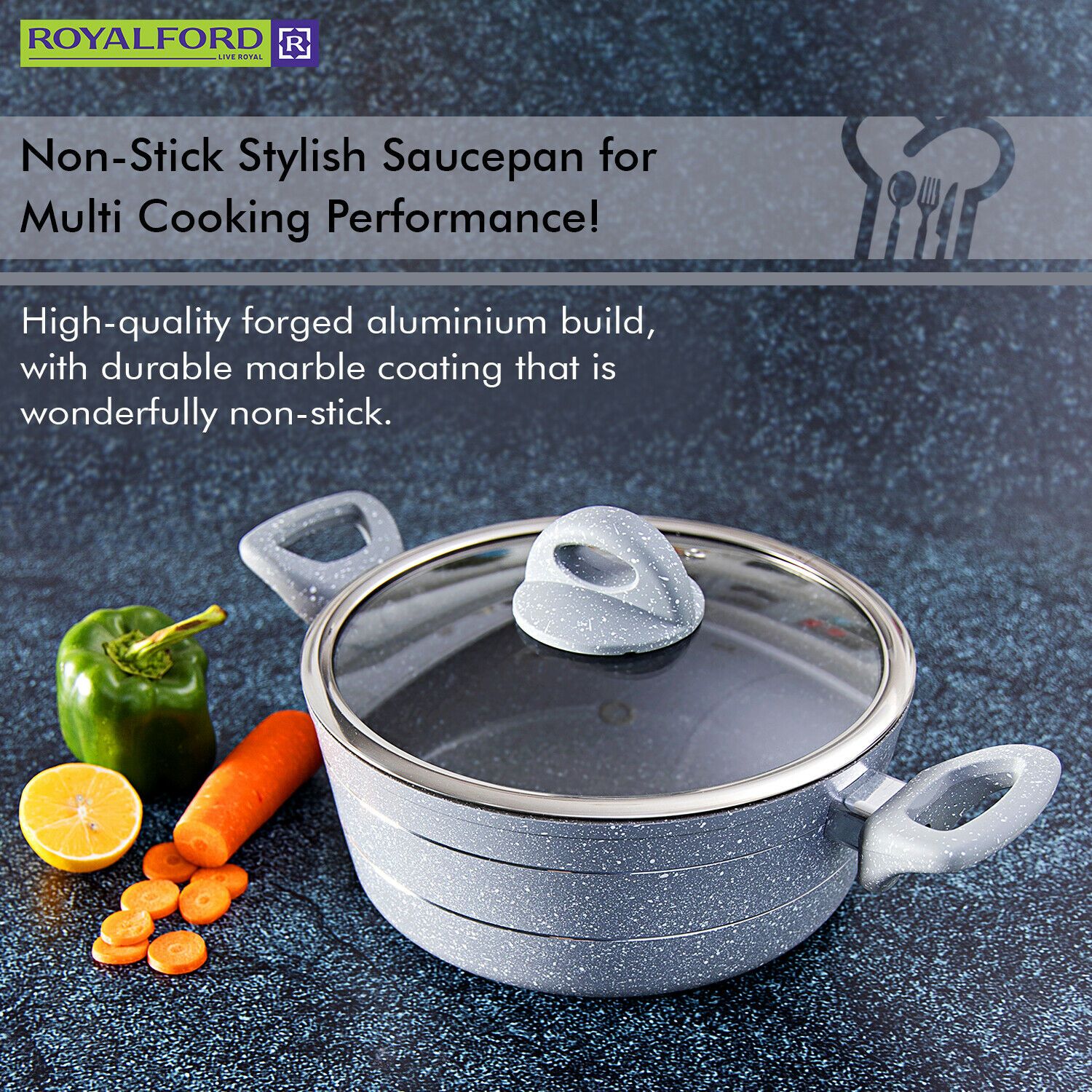 Granite & Marble Non-Stick Cooking Pot by Royalford Royalford