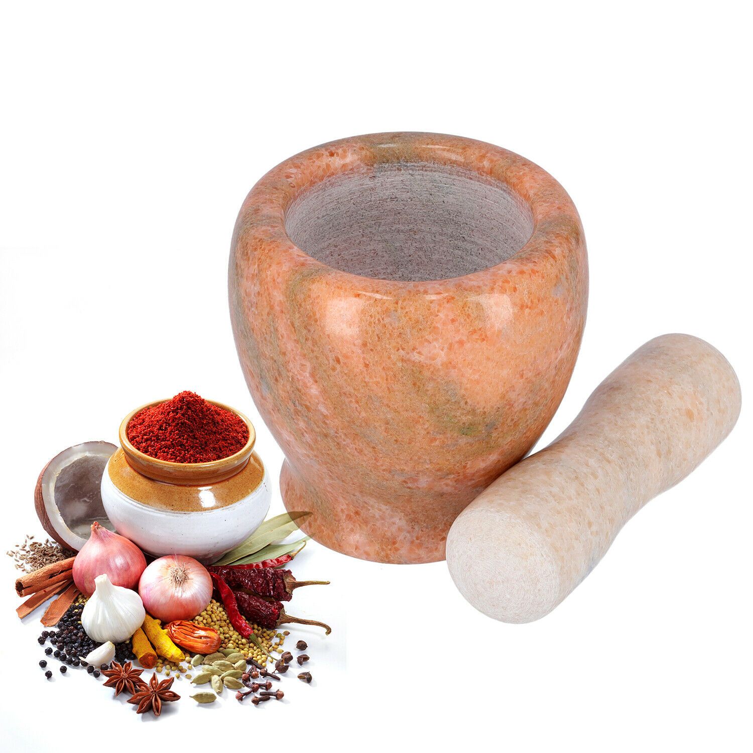 Marble Stone Pestle & Mortar Spice Grinder | Royalford Royalford