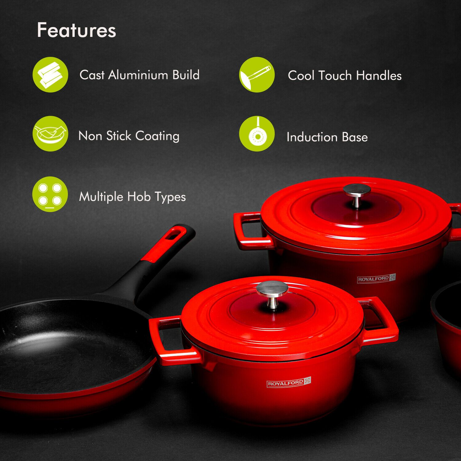 Aluminium Non-Stick Cookware Set by Royalford Royalford