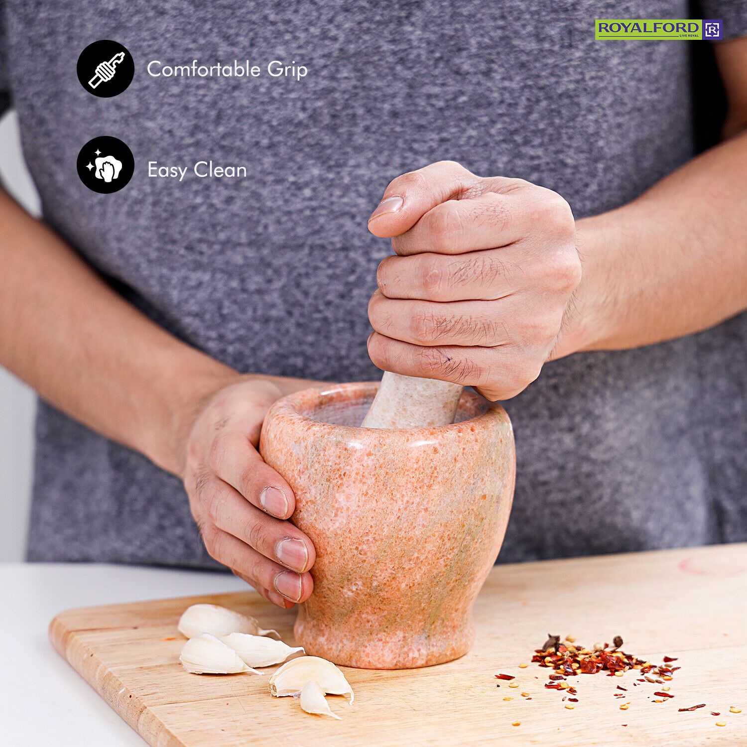 Marble Stone Pestle & Mortar Spice Grinder | Royalford Royalford