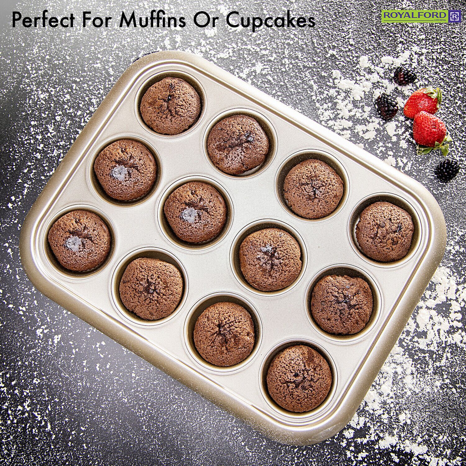 Royalford - 12 Cup Cupcake Deep Baking Tray Royalford