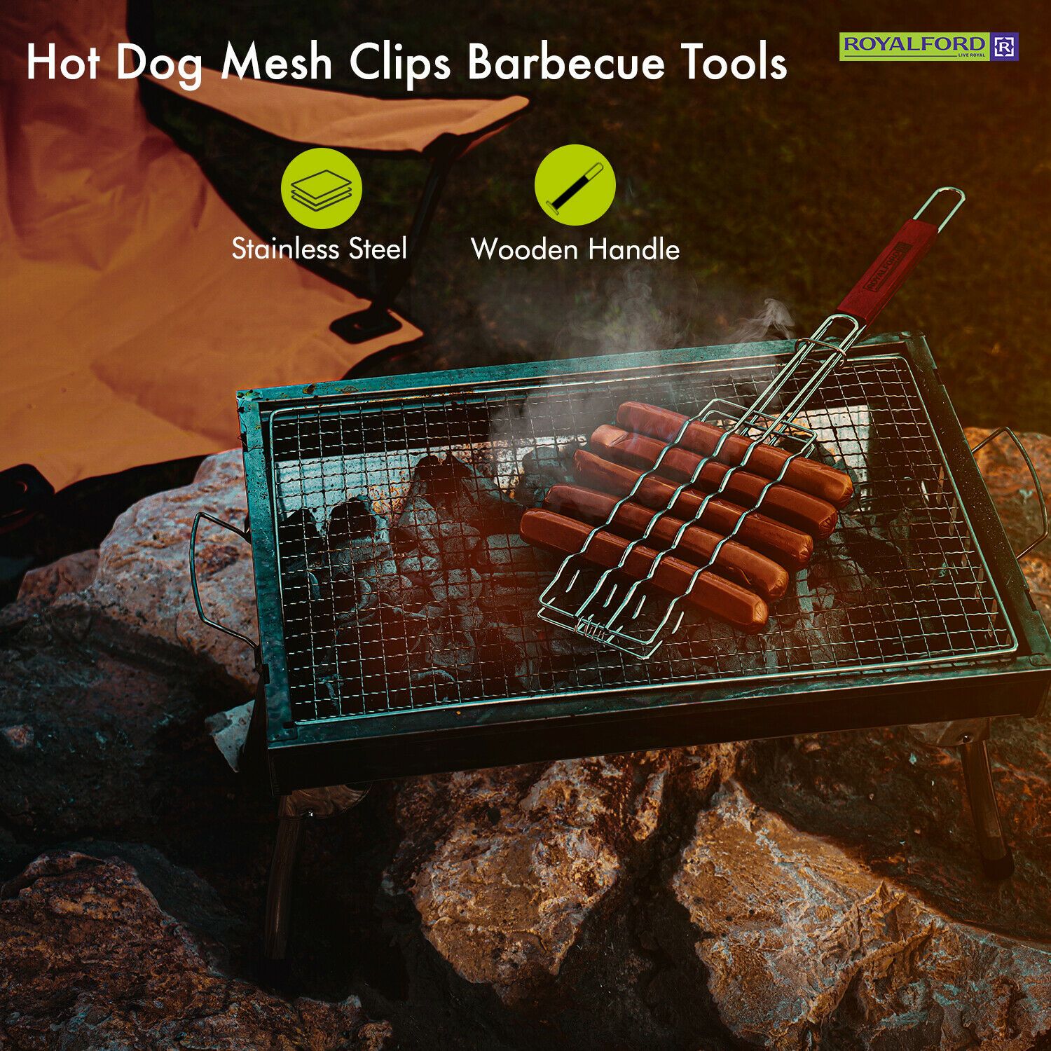 Barbeque Stainless Steel Grilling Basket | Royalford Royalford