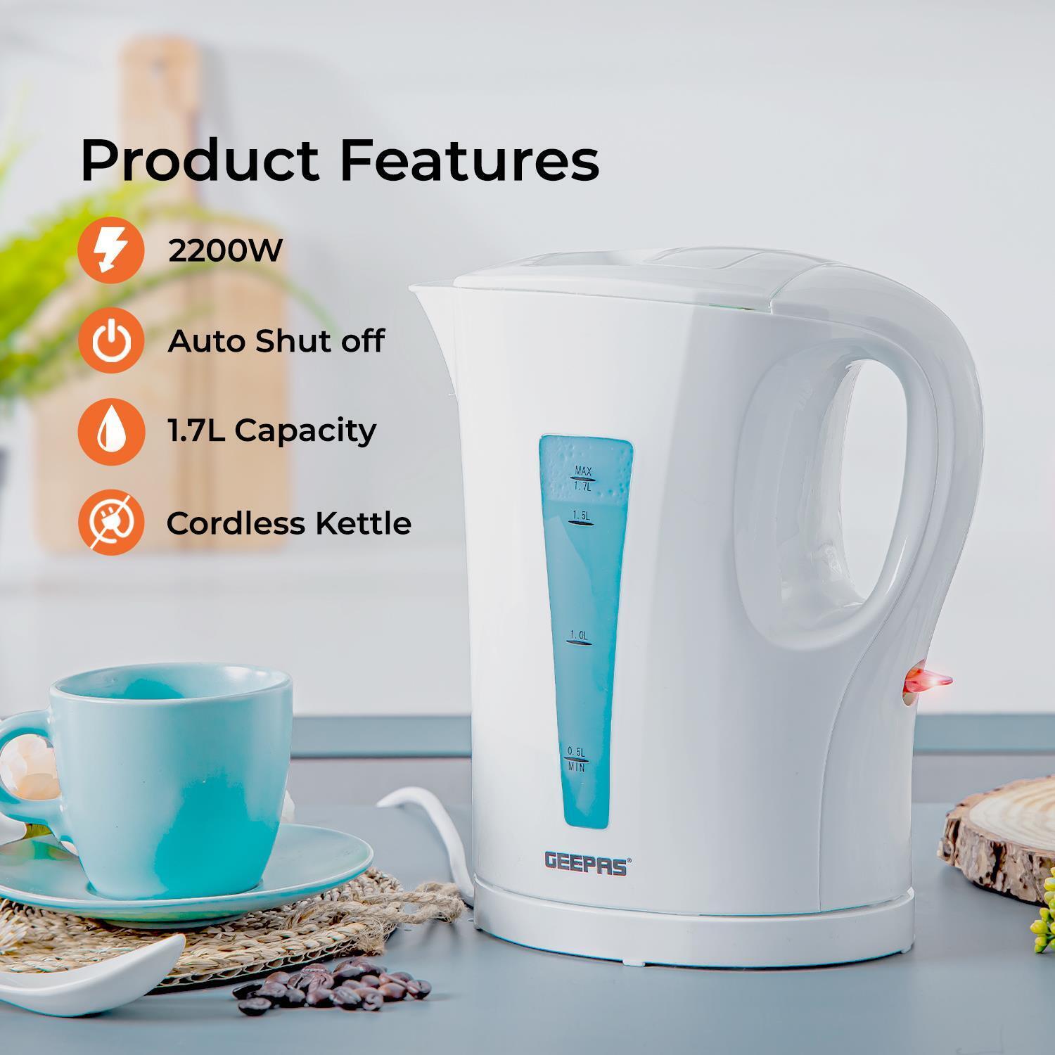 White 1.7L Rapid-Boil Kettle & Four-Slice Toaster Set