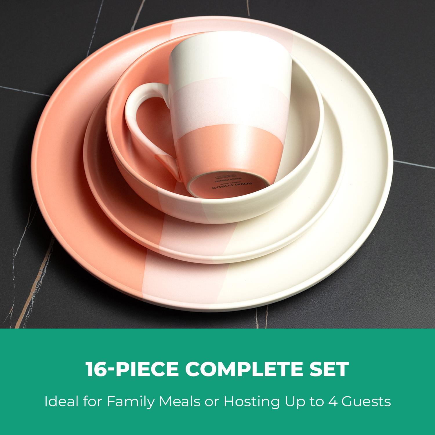 16-Piece Stoneware Dinner Set Plates, Bowls and Cups Set
