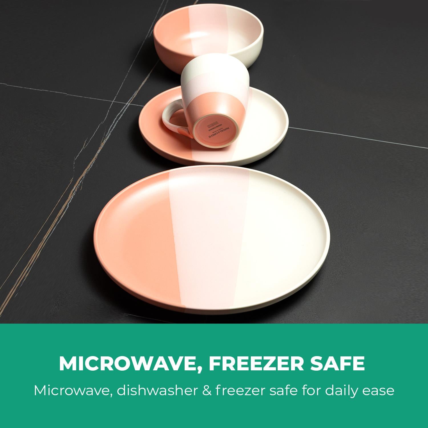 16-Piece Stoneware Dinner Set Plates, Bowls and Cups Set