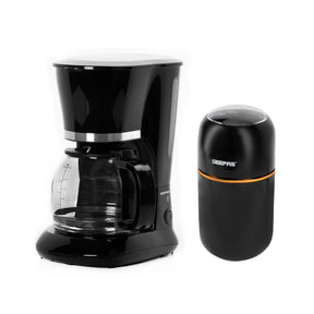 Black 1.5L Filter Coffee Machine & Coffee Grinder Set