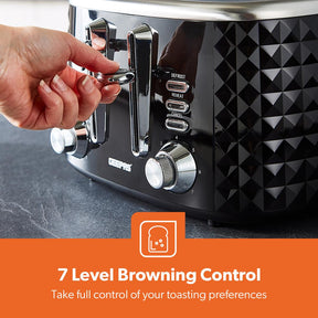 Black Argyle Matching Kitchen Set - Kettle, Toaster, Bread Bin & Canister Set