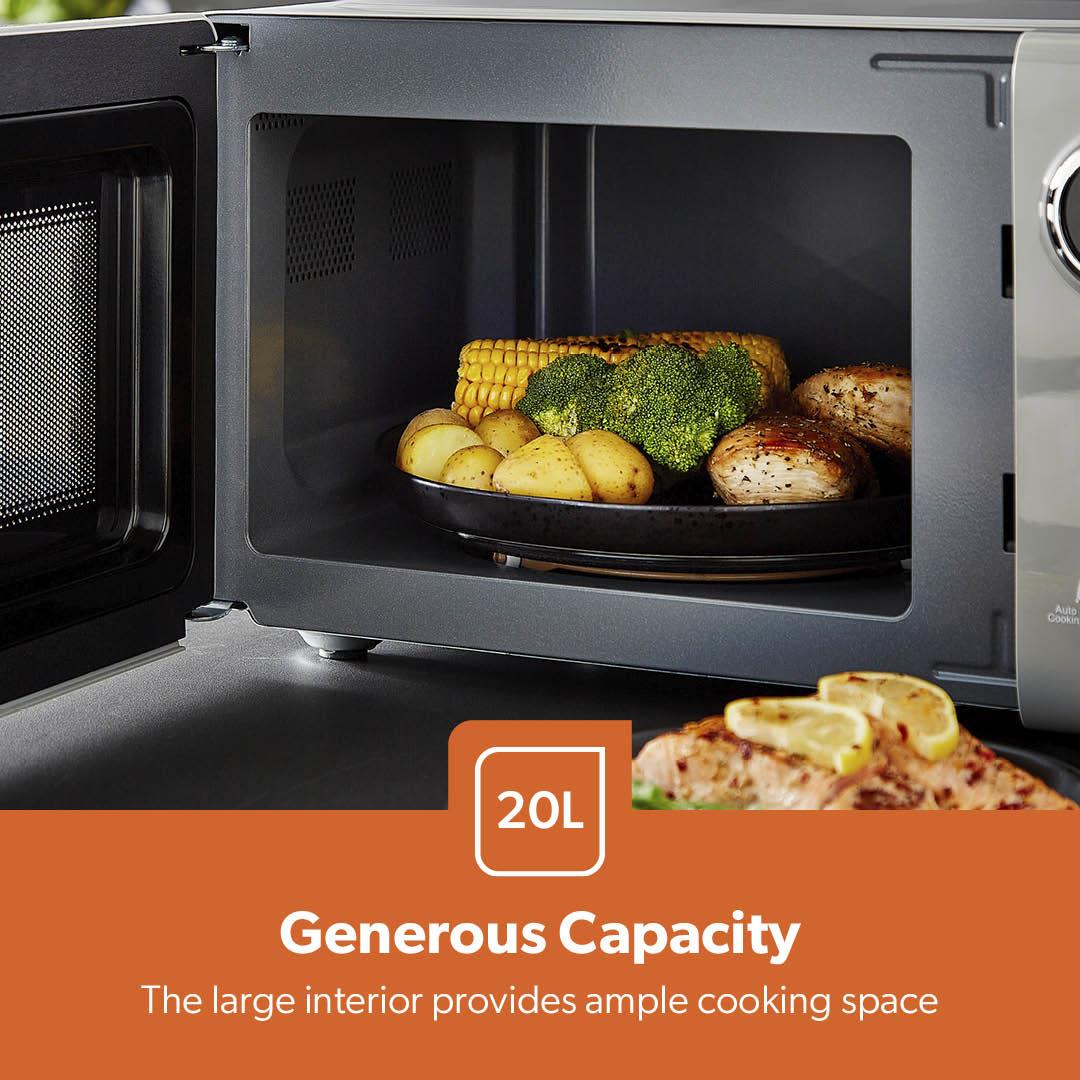 20L Grey Digital Microwave Oven With 12 Cooking Modes 700W