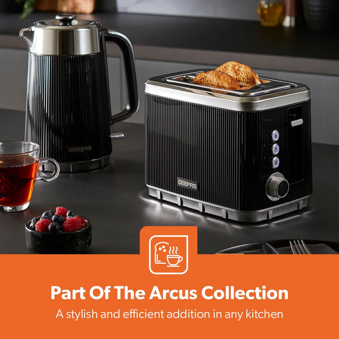 Black Arcus 2 Slice Toaster With 7 Browning Levels