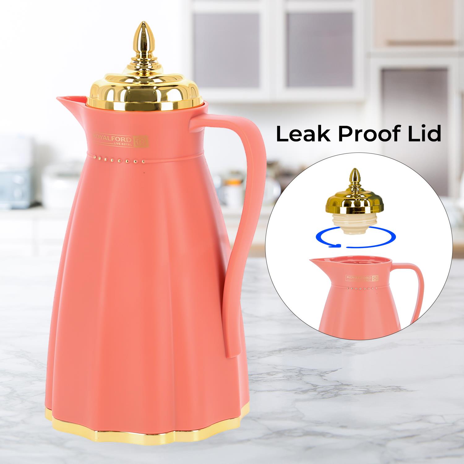 1L Hala 'Blood Orange' Glass Vacuum Flask and Tea Pot