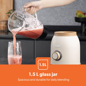 NordiQ Cream 2-In-1 Jug Blender With 1.5L Glass Jug 800W