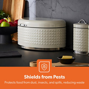 9L Argyle Cream Carbon Steel Bread Bin Kitchen Storage