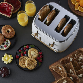 Cream NordiQ 4-Slice Toaster With  6 Browning Levels