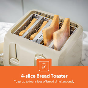 Plastic Beige 1.7L & 4-Slice Kettle and Toaster Set