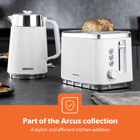 1.7L 3000W Electric Kettle & 2 Slice Toaster Kitchen Set Arcus White