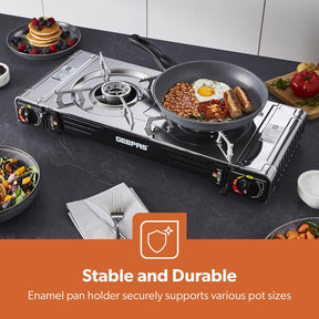 2-In-1 Portable Camping Gas Stove, Double Burner With Carry Case