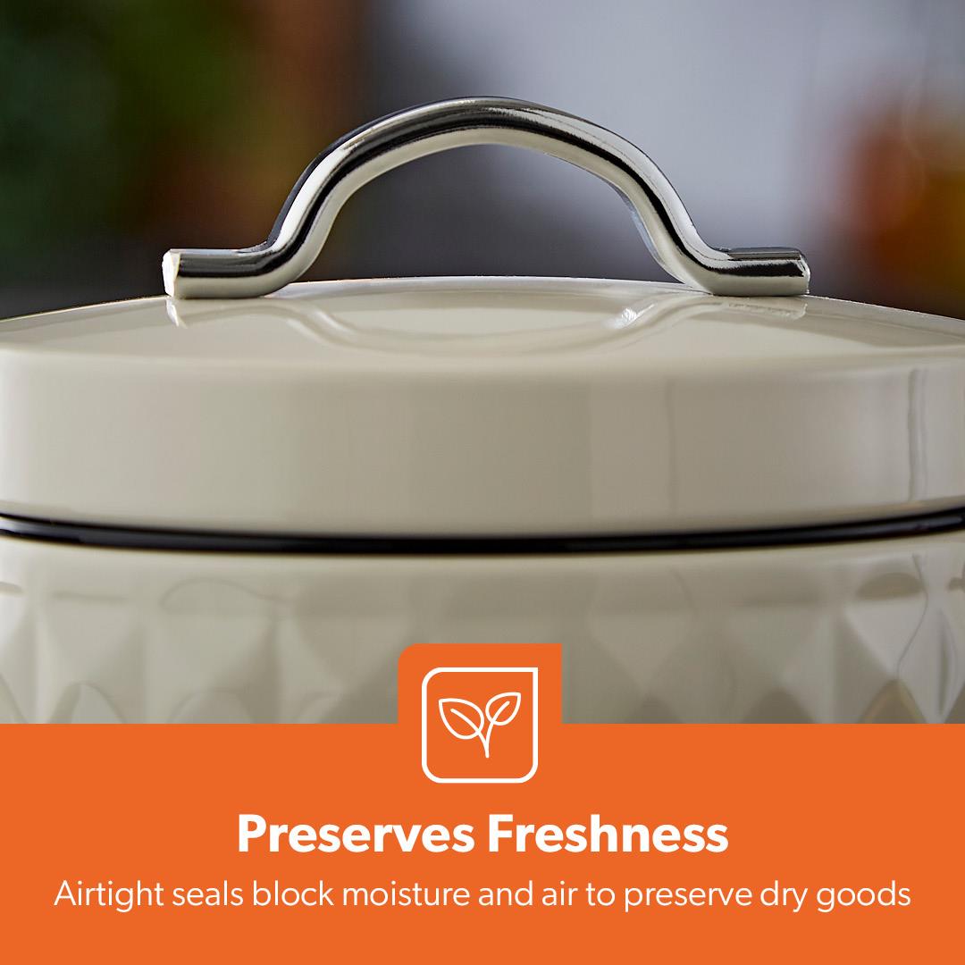 Cream Argyle 3-Piece Airtight Kitchen Canister Set - Coffee, Tea and Sugar Containers
