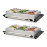 Pack Of 2 Electric Food Warmers Buffet Server 3 x 2.4L Trays With Lids