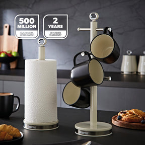 Retrovive Cream Mug Tree and Towel Pol Kitchen Counter Set