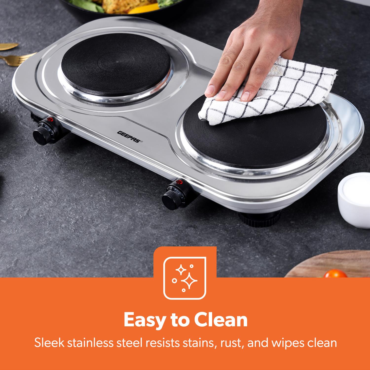 2500W Electric Double Hot Plate - Portable Stainless Steel Hob