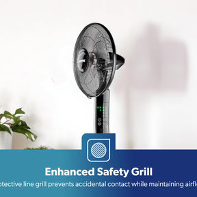 16" Portable Black Remote Controlled Pedestal Fan