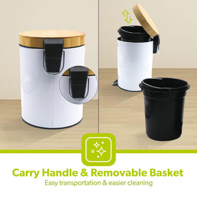 3L White Pedal Home, Kitchen and Bathroom Bin