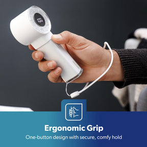 White 100-Speed Handheld Fan With Digital Display