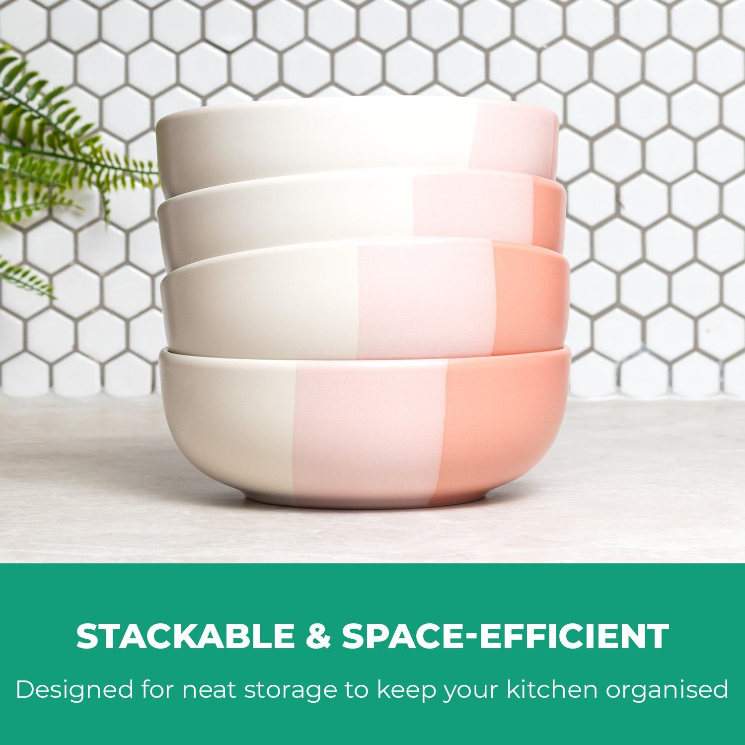 16-Piece Stoneware Dinner Set Plates, Bowls and Cups Set