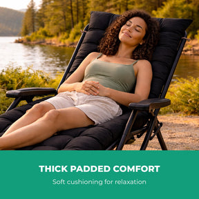 Black Set Of 2 Sun Lounger Cushions For Recliner Lounger Chairs